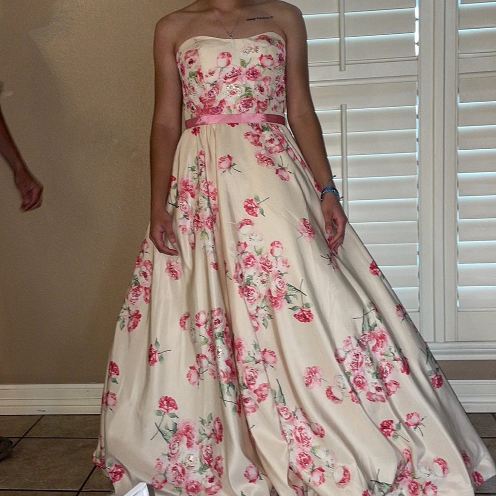 floral long pink dress